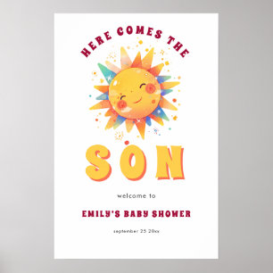 Retro här kommer sonens välkomstbesök till babydus poster