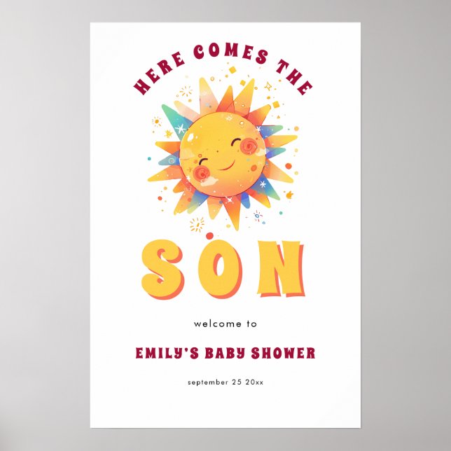 Retro här kommer sonens välkomstbesök till babydus poster (Framsidan)