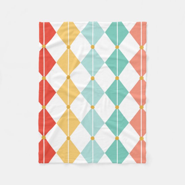 Retro Harlequin Diamond Seamless Mönster Fleecefilt (Framsidan)