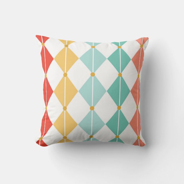 Retro Harlequin Diamond Seamless Mönster Kudde (Framsida)