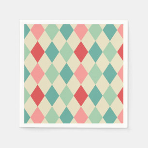 Retro Harlequin Geometric Mönster Pappersservett