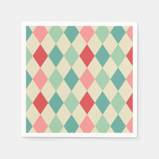 Retro Harlequin Geometric Mönster Pappersservett (Framsidan)
