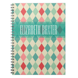 Retro Harlequin Geometric Personlig Anteckningsbok