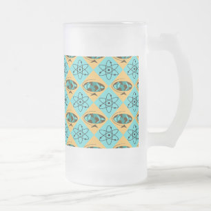 Retro Harlequin Globe Trotter Frosted Glass Mugg