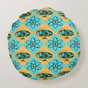 Retro Harlequin Globe Trotter Round Pillow Rund Kudde