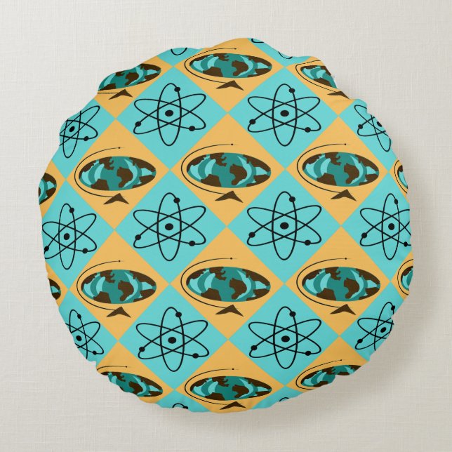 Retro Harlequin Globe Trotter Round Pillow Rund Kudde (Baksidan)