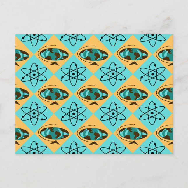 Retro Harlequin Globe Trotter-vykort Vykort (Framsida)