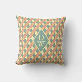 Retro Harlequin Monogram Diamant Hem Dekor Kudde