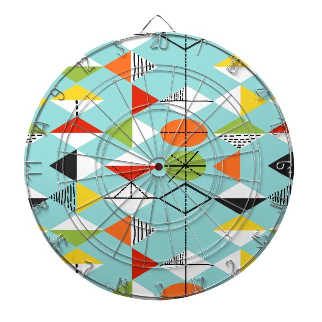 Retro Harlequin Mönster Dart Board Piltavla (Framsidan)