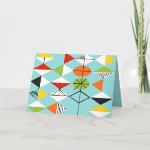 Retro Harlequin Mönster-hälsningskort Kort