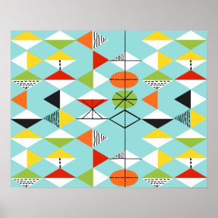 Retro Harlequin Mönster Poster