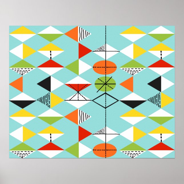 Retro Harlequin Mönster Poster (Framsidan)