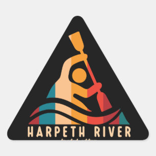 Retro Harpeth River Kayaking Triangelformat Klistermärke