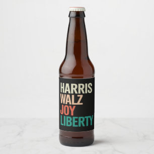 Retro Harris Waltz 2024 Harris Walz Glädje Frihet Ölflaska Etikett