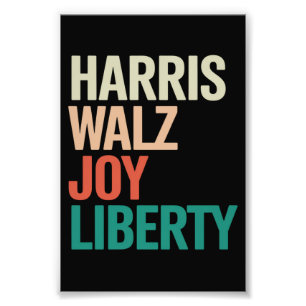 Retro Harris Waltz 2024 Harris Walz Joy Liberty Fototryck