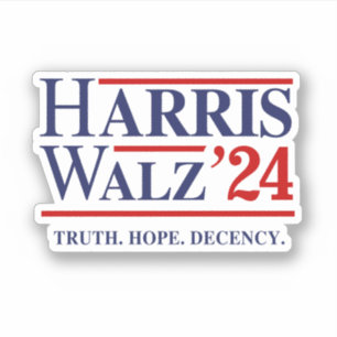 Retro Harris Walz "24 - Truth Hope Decency Klistermärken