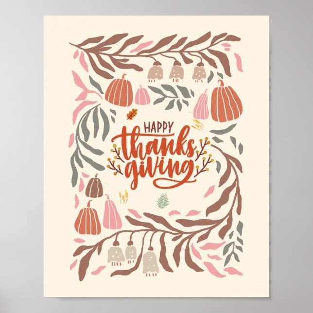 Retro Harvest Happy thanksgiving Poster (Framsidan)