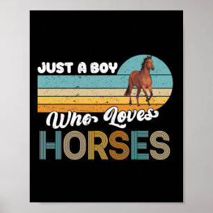 Retro Hästridning Älskare Bara En Pojke Som Älskar Poster