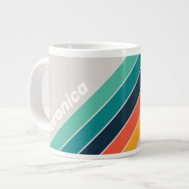 Retro Hav Regnbågsrandig med Namn Jumbo Mugg