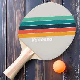 Retro Hav Regnbågsrandig med Namn Pingisracket