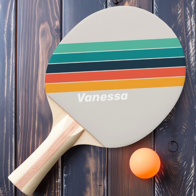 Retro Hav Regnbågsrandig med Namn Pingisracket (Skapare uppladdad)