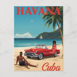 Retro Havana Beach Vibes Vykort