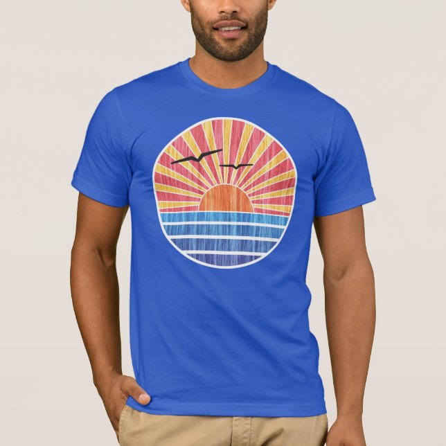 Retro havsolnedgång tee shirt (Framsida)