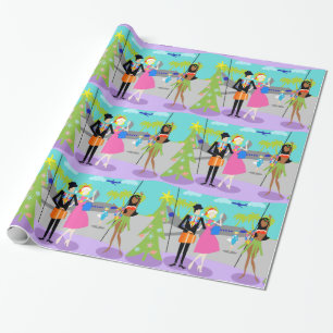 Retro hawaiansk jul som slår in papper presentpapper