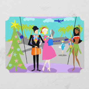 Retro hawaiansk julpartyinbjudan inbjudningar
