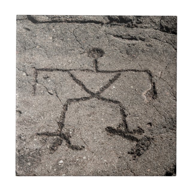 Retro hawaiansk Petroglyph - vintagePetroglyphs Kakelplatta (Framsidan)