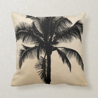 Retro hawaiansk tropisk palmträdSilhouettesvart Kudde