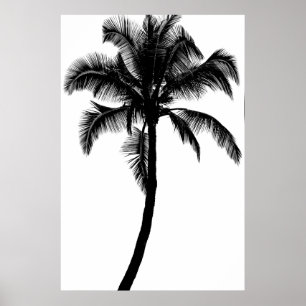 Retro hawaiansk tropisk palmträdSilhouettesvart Poster