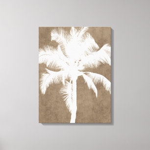 Retro hawaiansk tropisk palmträdSilhouettevit Canvastryck