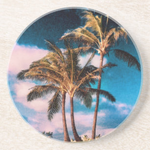 Retro hawaianska palmträd skräddarsy handflatan underlägg sandsten