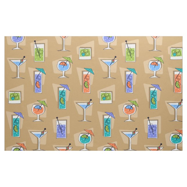 Retro hawaianska tropiska drinkar för lycklig tyg (Fat Quarter)