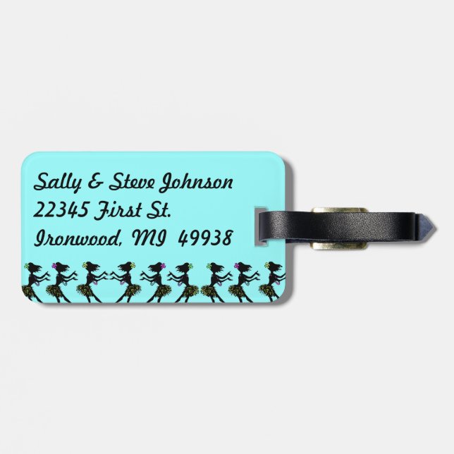 Retro hawaianskt Hula dansbagage hänger lös Bagagebricka (Baksida Vågrät)