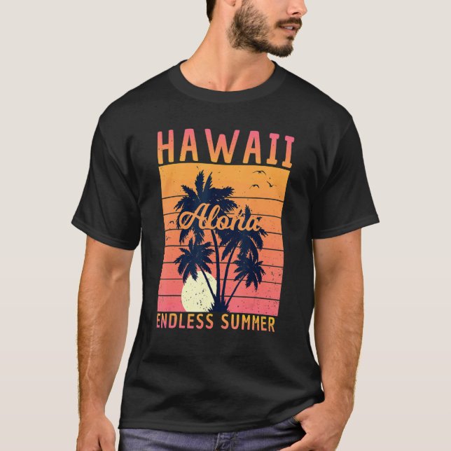 Retro Hawaii Aloha Endless Summer Surfing Summer F T Shirt (Framsida)