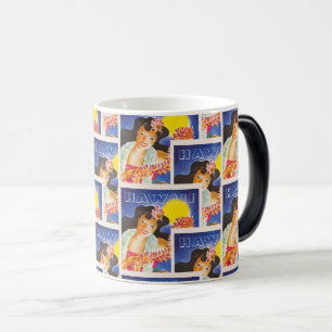 Retro Hawaii Flower Girl Art Magisk Mugg