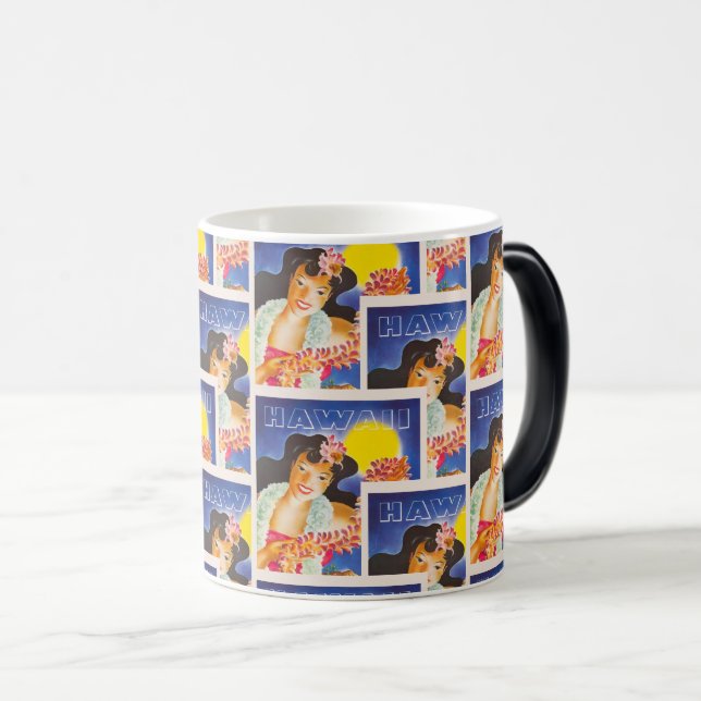 Retro Hawaii Flower Girl Art Magisk Mugg (Framsida höger)