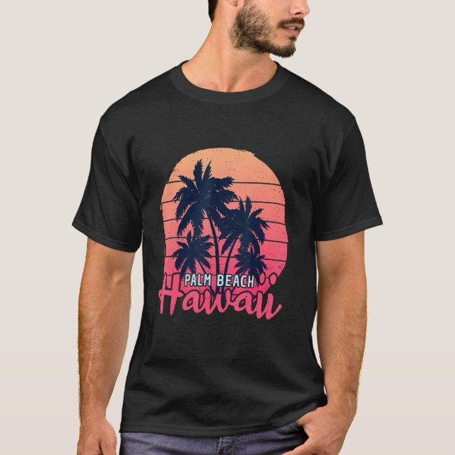 Retro Hawaii Handflatan Beach Surfing Paradise Sum T Shirt (Framsida)