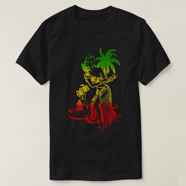 Retro Hawaii Hula Dancer T Shirt (Design framsida)