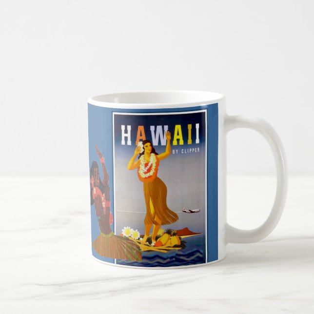Retro Hawaii Hula flickakonst Kaffemugg (Höger)
