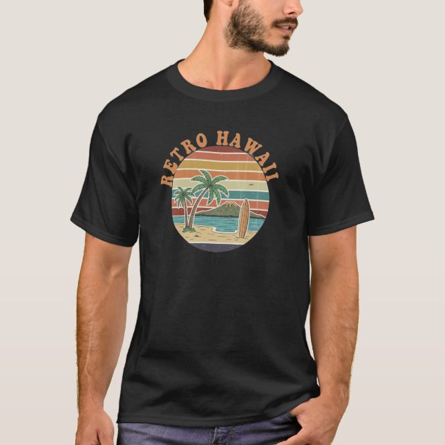 Retro Hawaii-ö resekänsla T Shirt (Framsida)