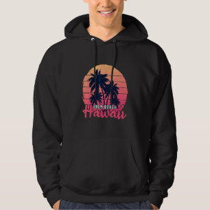 Retro Hawaii Palm Beach Surfing Paradis Sommar Fa Hoodie