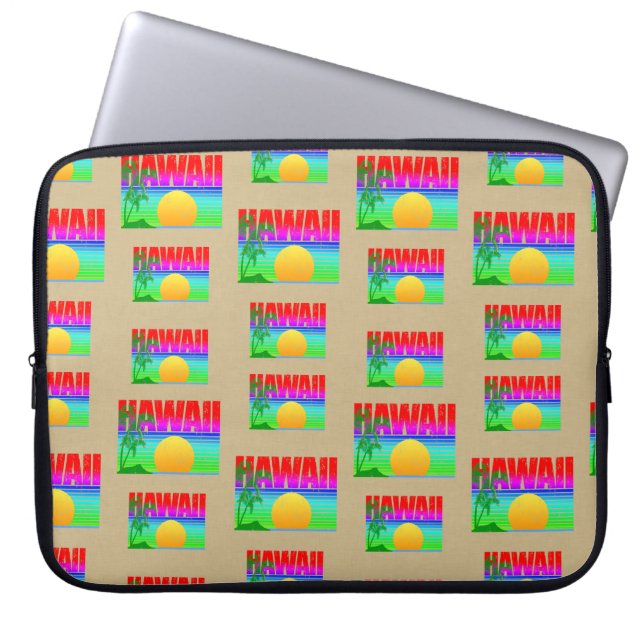Retro Hawaii Sunset Beach Laptop Fodral (Framsidan)