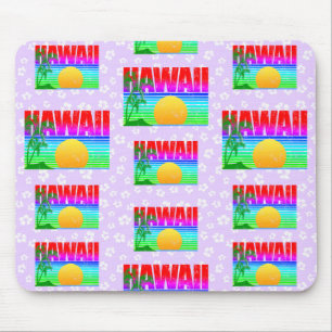 Retro Hawaii Sunset Beach Lila Hibiscus Musmatta