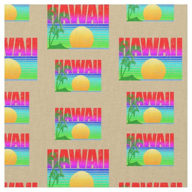 Retro Hawaii Sunset Beach Tyg (Närbild)
