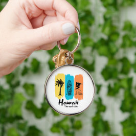 Retro Hawaii surfklubb Rund Silverfärgad Nyckelring
