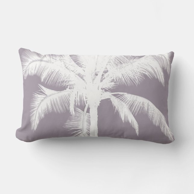 Retro Hawaii Tropical Handflatan Träd Vintage Lila Lumbarkudde (Framsida)
