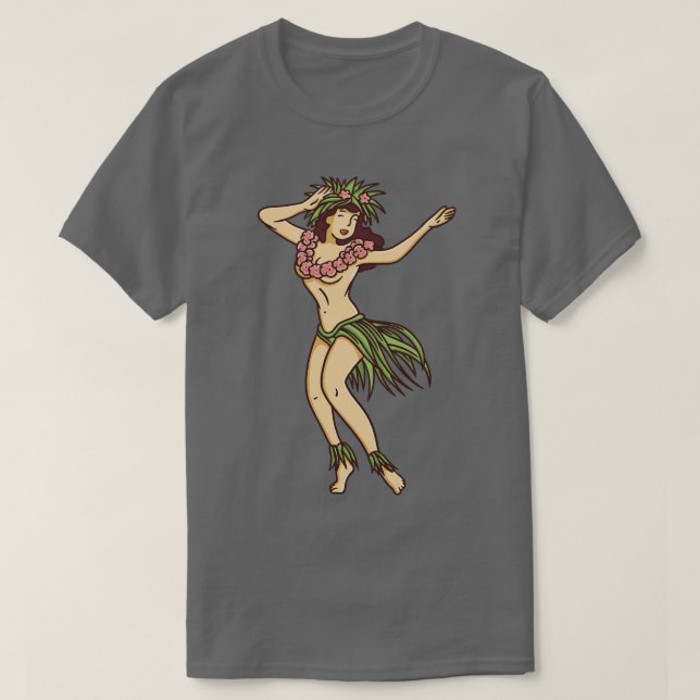 Retro Hawaiian Hula Girl Dancer 1 T Shirt (Design framsida)